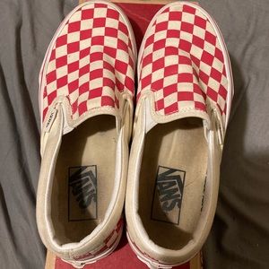 Red slip on checkered Vans size 6.5 womans